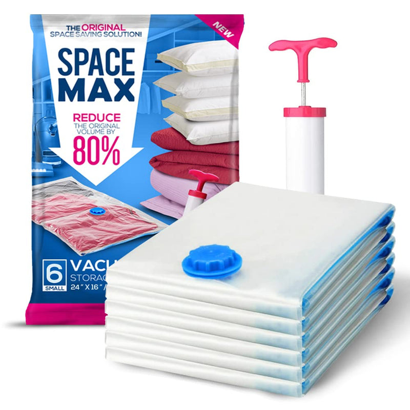 Small, space-saving vacuum storage bags in a pack of 6 - save 80% more storage space