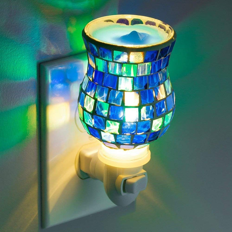 Plug-in wax warmer, mosaic glass scent warmer, essential oils, candle wax