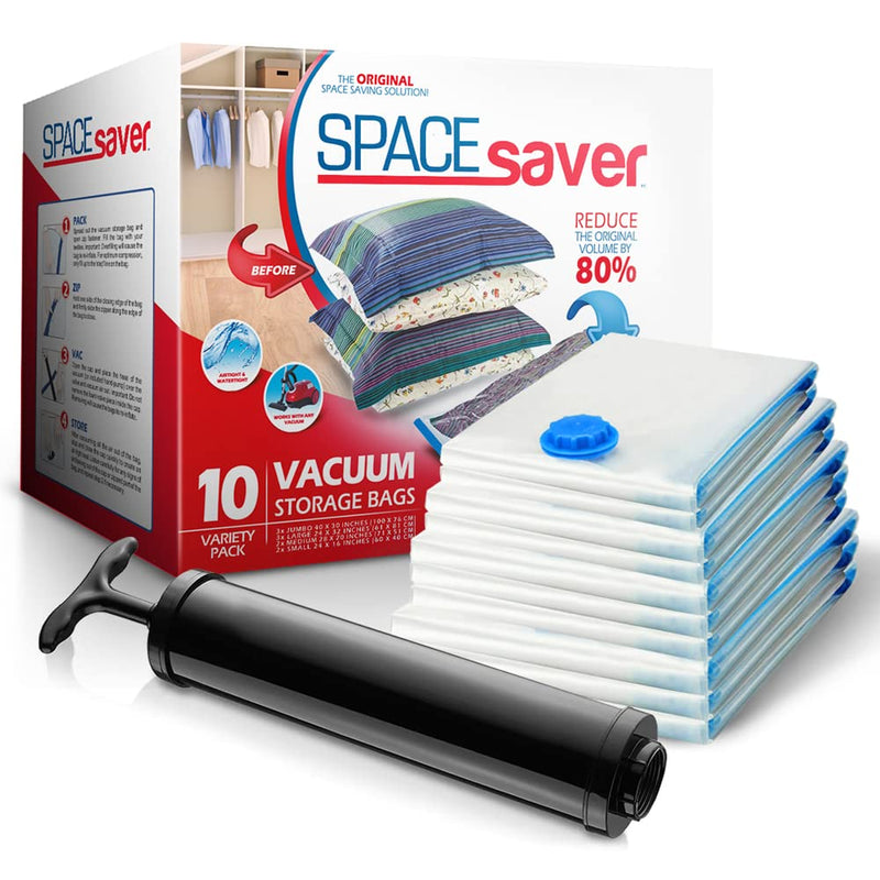 Vacuum storage bags (pack of 10) save 80% space when storing clothes