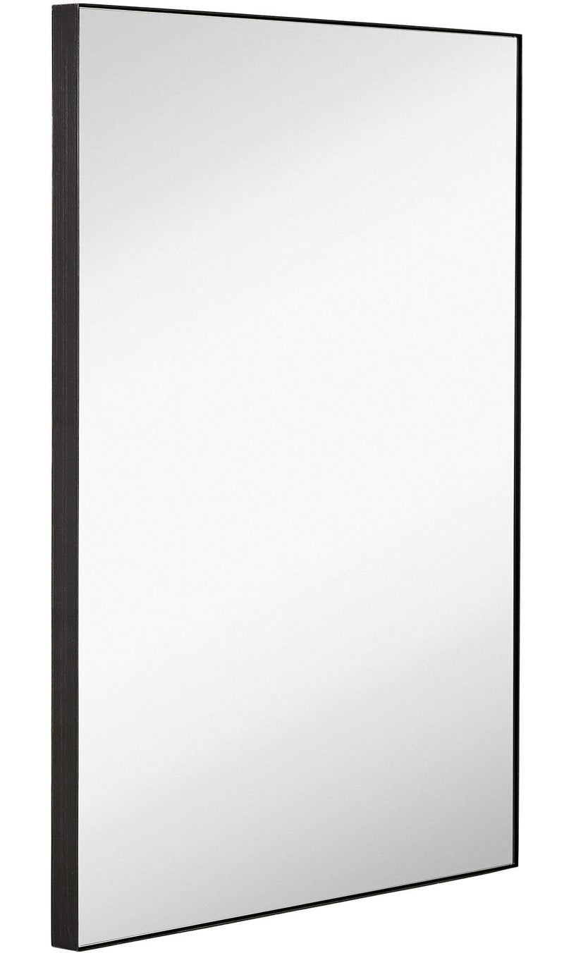 22x30 inch black brushed metal frame wall mounted cosmetic mirror, rectangular