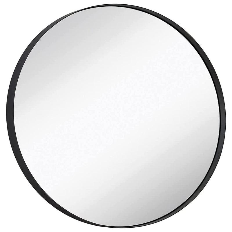 35 inch contemporary bronze round mirror with brushed metal frame