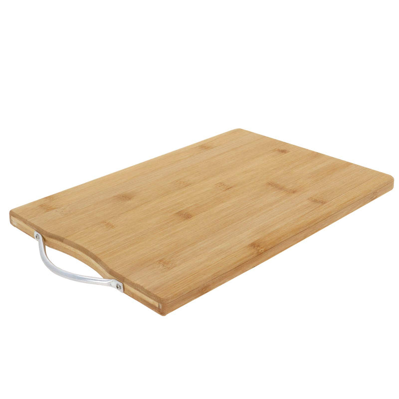 Chopping board with handle made of bamboo, 34 cm x 24 cm, kitchen board, bamboo board for vegans