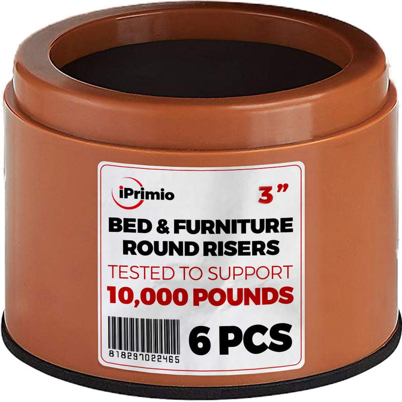 Bed Risers - Round 3" Lift Heavy Duty Pack of 6 Up to 10000lbs - Bed