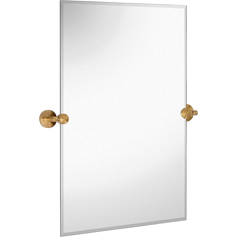 20x30 inch frameless swivel bathroom mirrors with brushed gold rounded finish