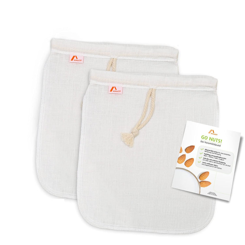 Set of 2 nut milk bags made from hemp including inserts with application tips 100