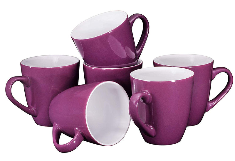 16 Ounce Purpel Coffee Mug Set with 6 Large Ceramic Espresso Cups Microwave