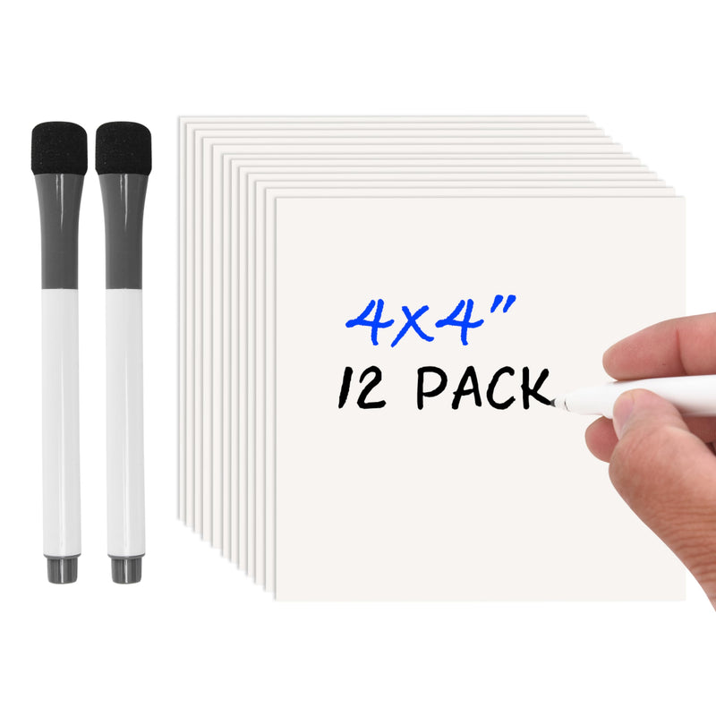 12 piece dry erase sticky note set - reusable and smudge free with 2 black ones