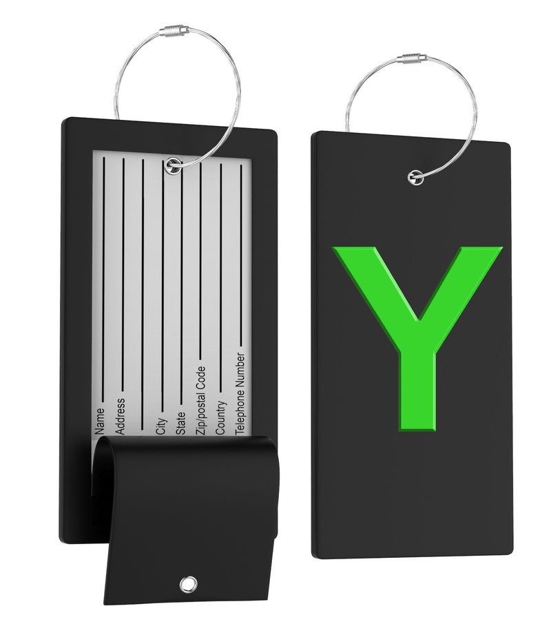 Luggage Bag Tag with Initial - fully bendable stainless steel tag