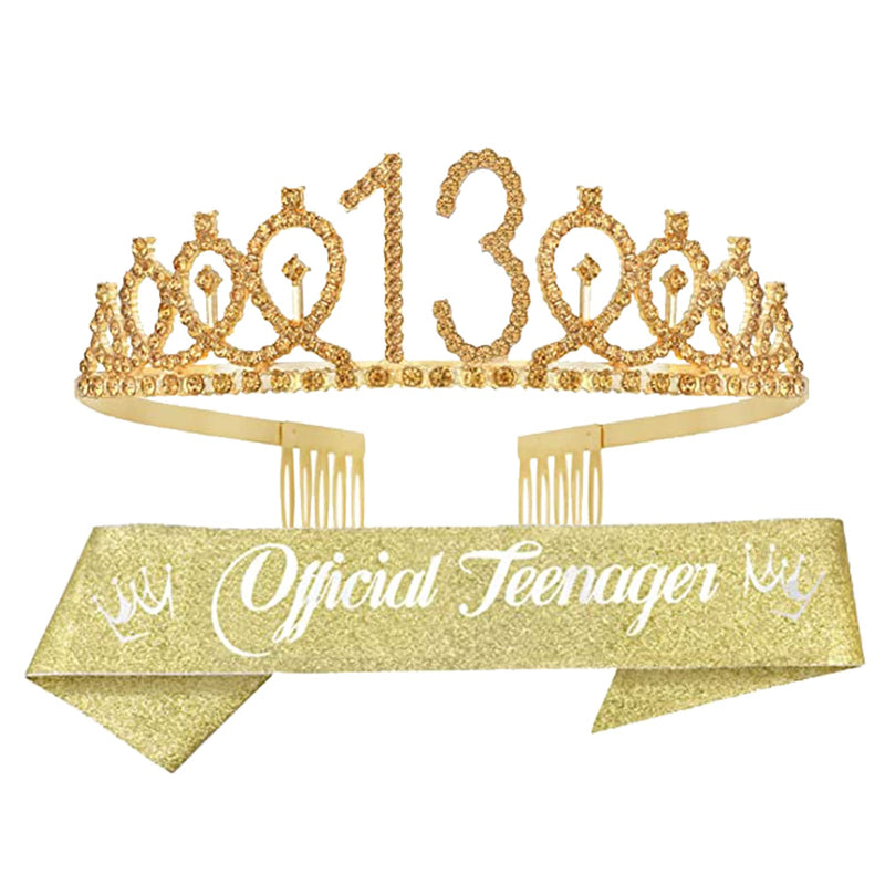 Girls 13th Birthday Sash and Tiara - Fabulous Set: Glitter Sash