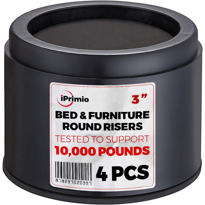 Bed Risers 3" Lift Round Heavy Duty 4 Pack Up to 10,000 Pounds - Bed Risers