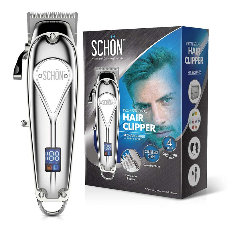 Hair clipper made of stainless steel, cordless professional hair clipper