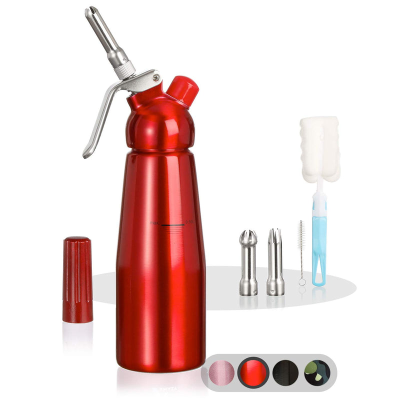 Cream dispenser including 3 stainless steel nozzles, 2 cleaning brushes, professional cream siphon