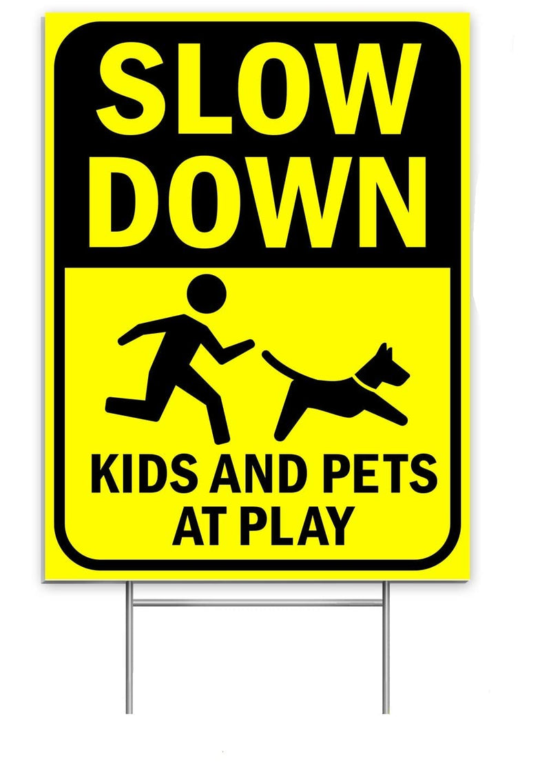 Slow Down Neighborhood Signs 6" x 12" Coroplast Yard Signs