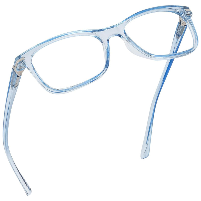 Blue light blocking reading glasses (light blue, 300x magnification) for computers