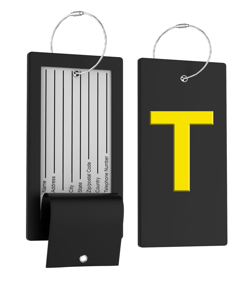 Luggage Bag Tag with Initial - fully bendable stainless steel tag