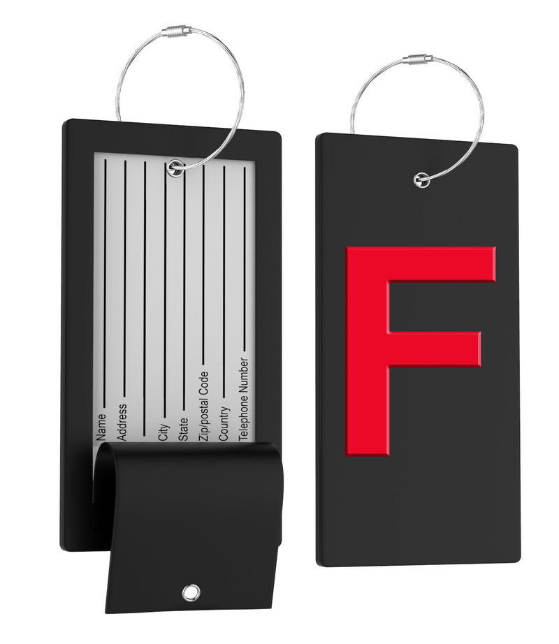 Luggage Bag Tag with Initial - fully bendable stainless steel tag