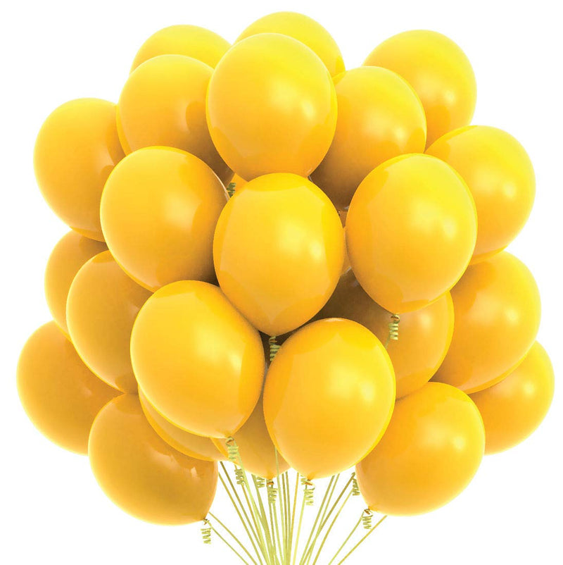 75 yellow party balloons, 12 inch yellow balloons with matching color ribbon