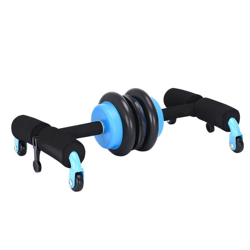 Multifunctional blue wheel sit up trainer for effective abdominal muscle training