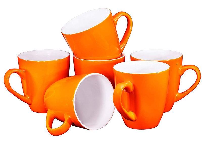 16 Ounce Orange Coffee Mugs Set of 6 Large Ceramic Espresso Cups Microwave