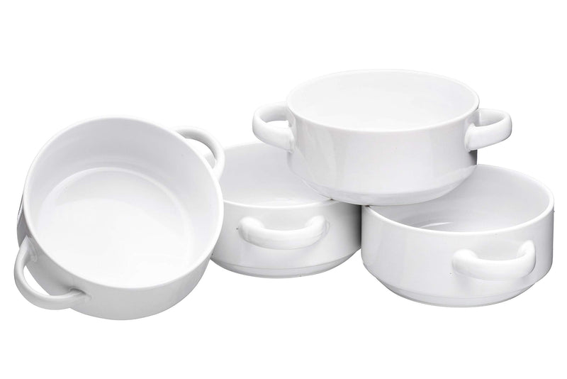 19 Ounce Ceramic Soup Bowls with Handles, Set of 4, 19 Ounce Large Ceramic White