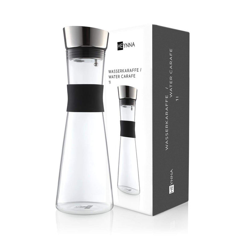 Glass carafe with stainless steel spout and lid 1l capacity