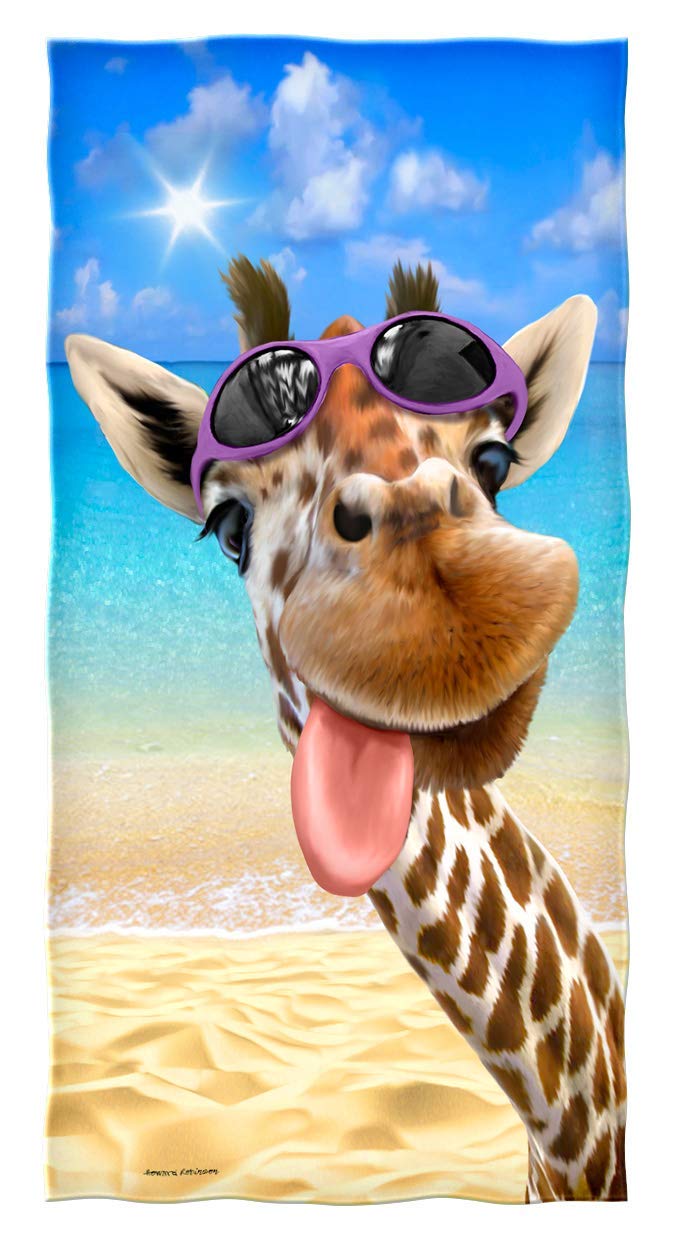 Selfie Giraffe Beach Towel for Women Girls Kids Men Giraffe Bath Towel