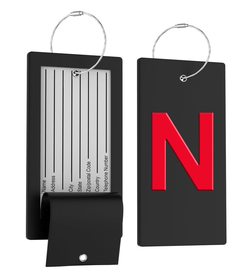 Luggage Bag Tag with Initial - fully bendable stainless steel tag