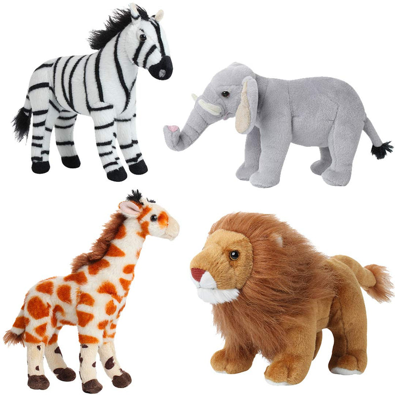 Safari animals cuddly toys plush jungle animals toy set with 4 wild animals