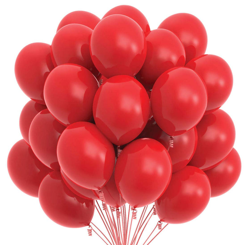 75 red party balloons 12 inch red balloons with matching ribbon for red