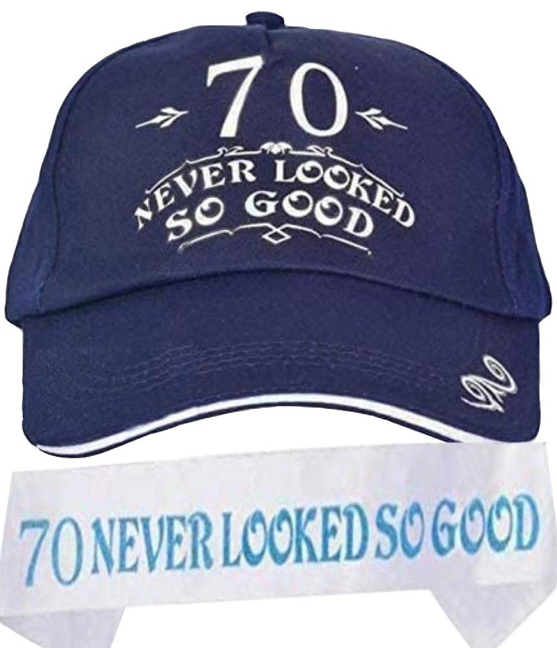 70th Birthday Gifts for Men, 70th Birthday Hat and Sash for Men, 70 has never looked like this