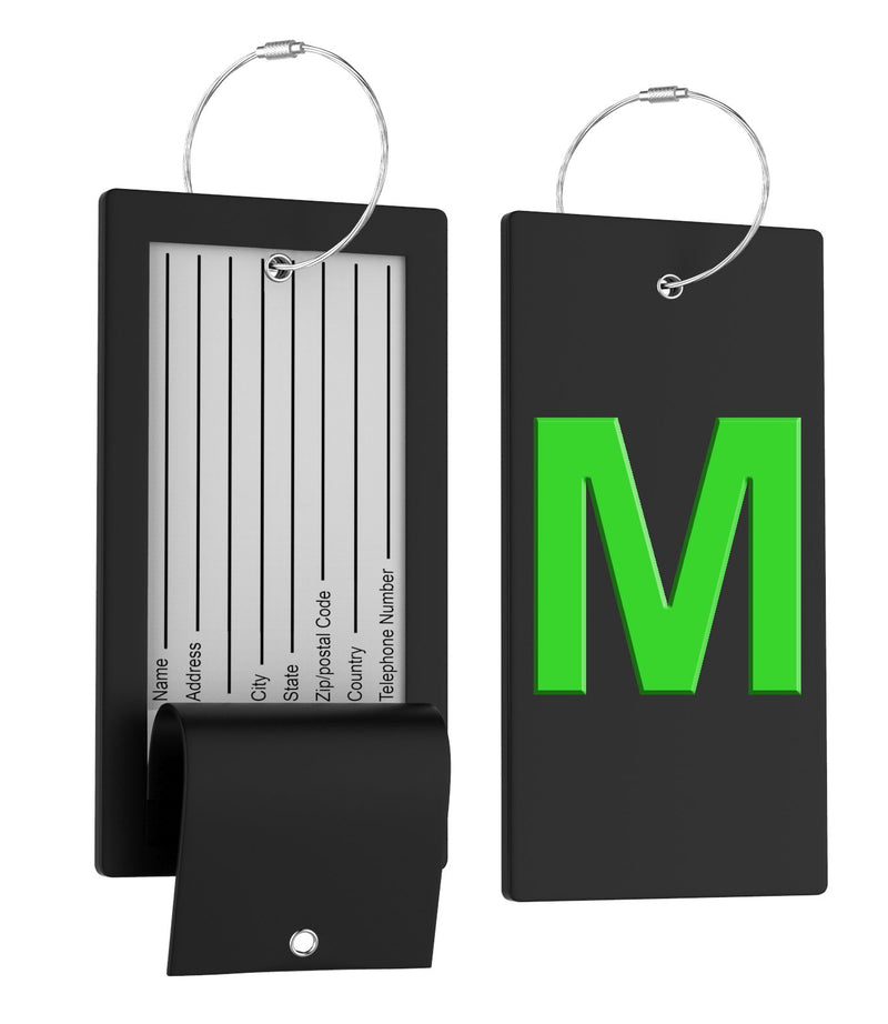 Luggage Bag Tag with Initial - fully bendable stainless steel tag