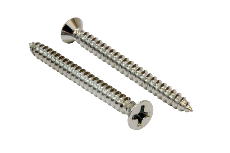 6 x 1-1/2" Chrome Plated Stainless Steel Pan Head Phillips Wood Screws (Pack of 50)