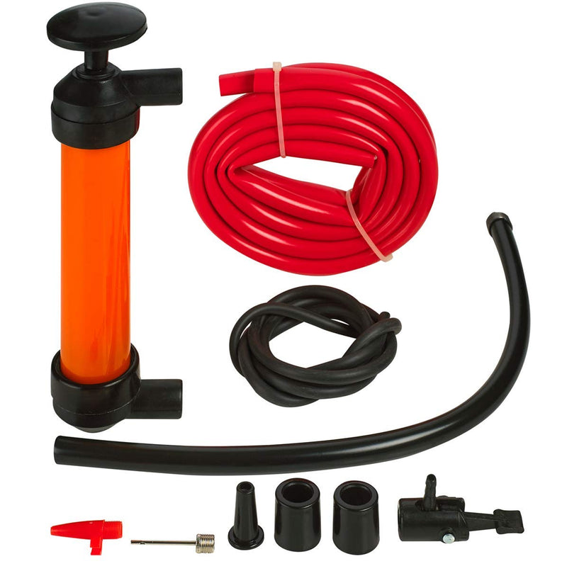 Fluid Transfer Siphon Hand Pump - 2 Hoses, 50" x 5" - for Gas, Oil, Air