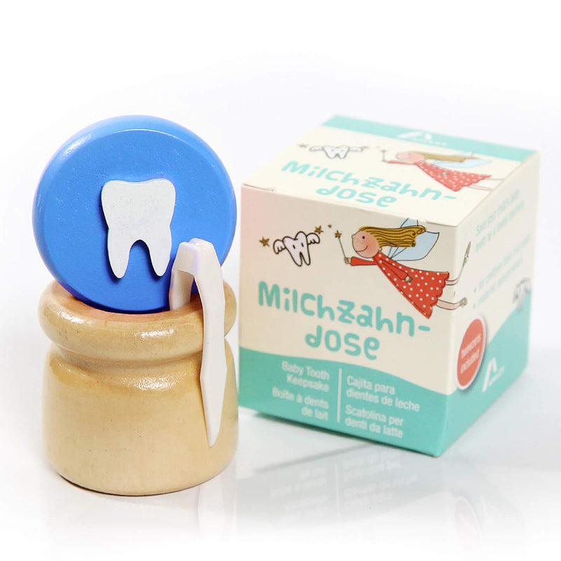 Milk tooth box including tweezers and tooth fairy letter. Cute wooden tooth box for use