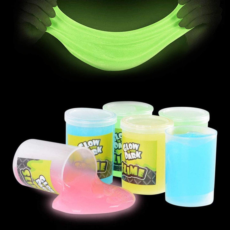 Glow In The Dark Slime - 6 Pack - Assorted Neon Colors - Glowing Slime Kit