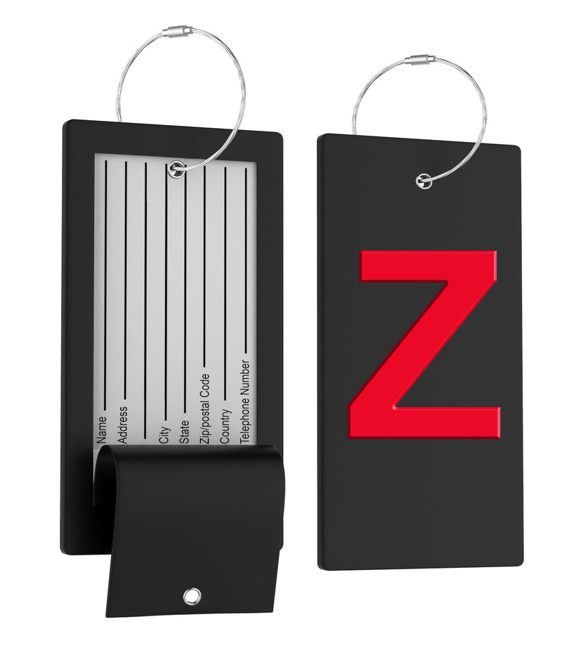 Luggage Bag Tag with Initial - fully bendable stainless steel tag