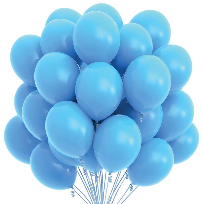 75 light blue party balloons, 12 inch, light blue balloons with matching color