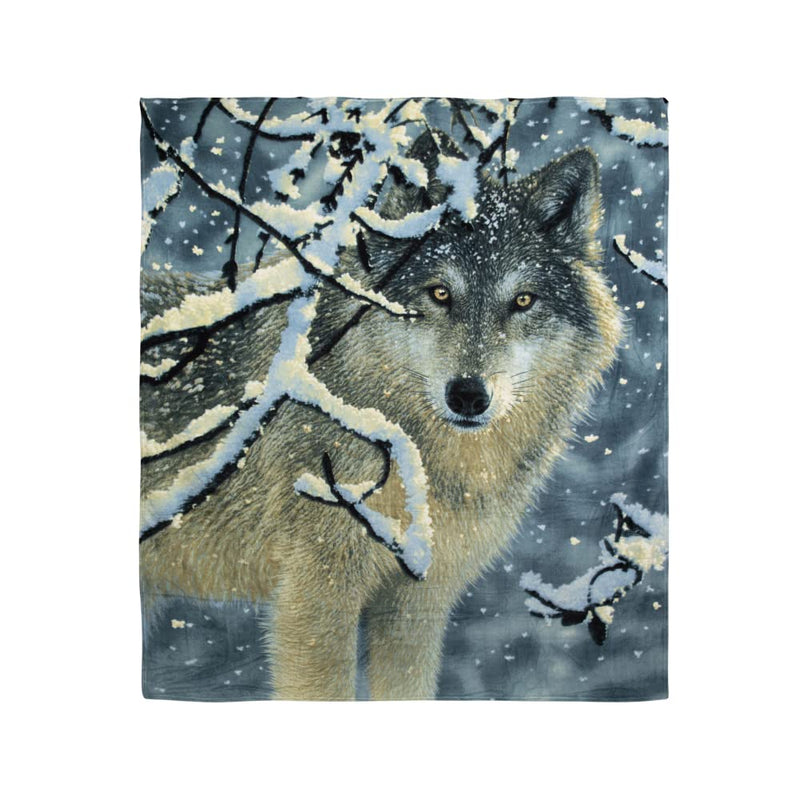 Silent Wolf Fleece Bed Blanket 75" x 90" Queen Size Winter Fleece Throw