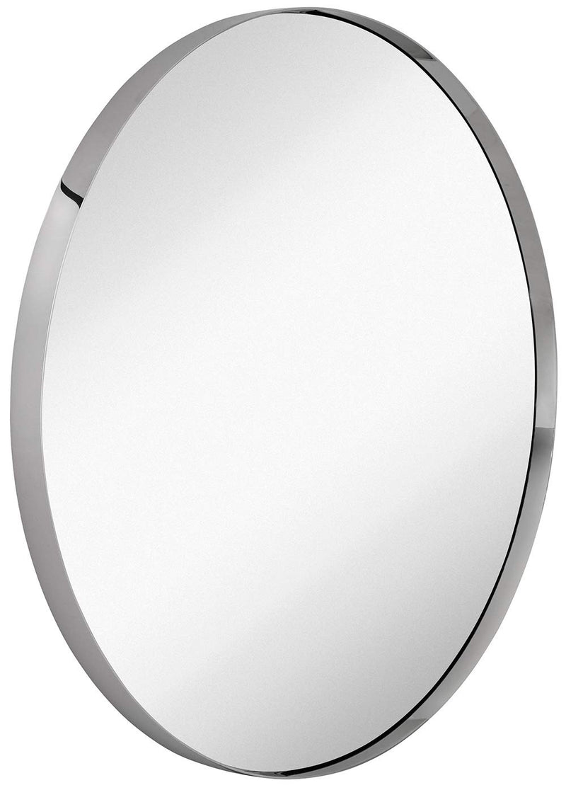 35 inch contemporary gold tone round mirror with polished metal frame