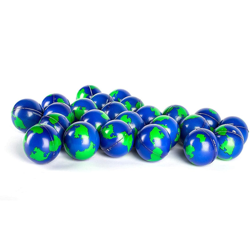 2" Earth Stress Balls, 2 Dozens - Globe Squeeze Ball for Stress Relief, Muscles