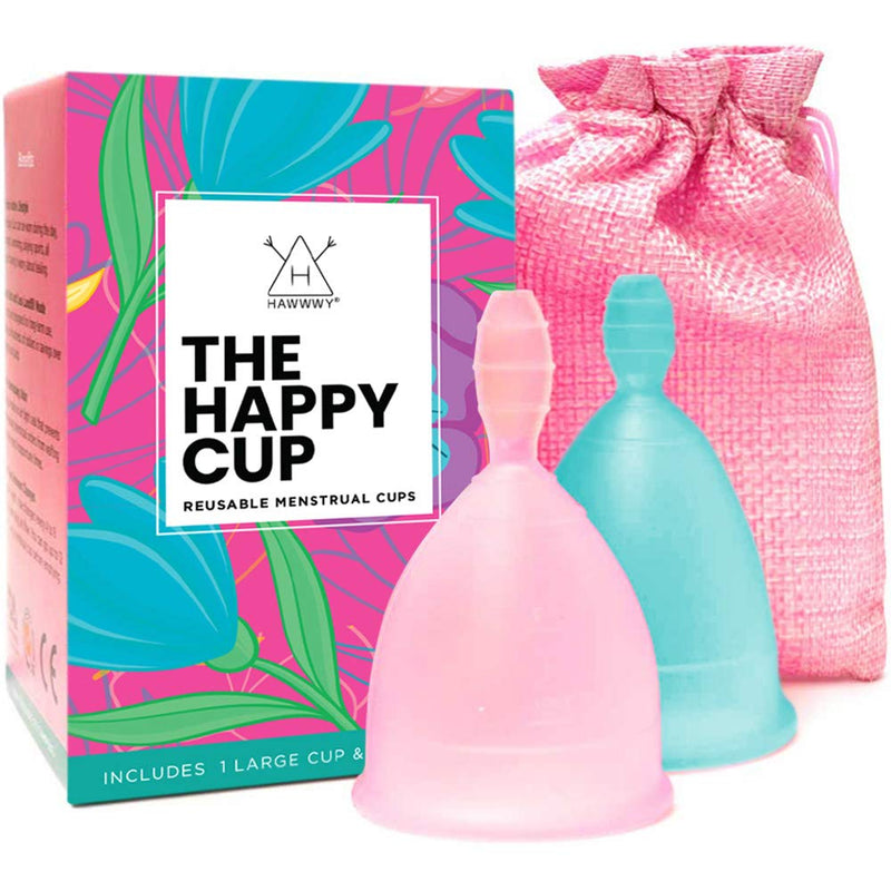 Soft Menstrual Cup - 2 Packs - Comfortable, Soft, Reusable, Lasts 12 Hours