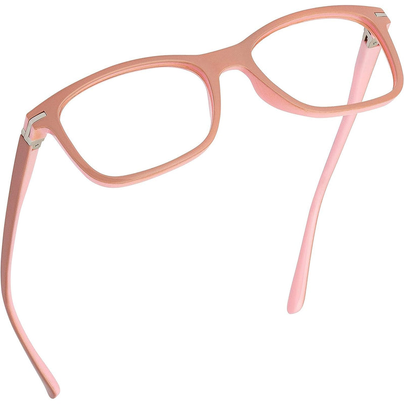 Blue Light Blocking Reading Glasses (Beige/Pink, 325x Magnification) for Computer