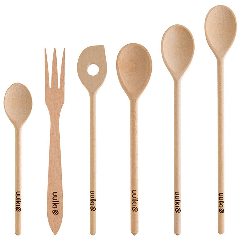 Cooking Spoon Set Made of Beech Wood Wooden Cooking Spoon 2540 cm with Mixing Spoon Baking Spoon