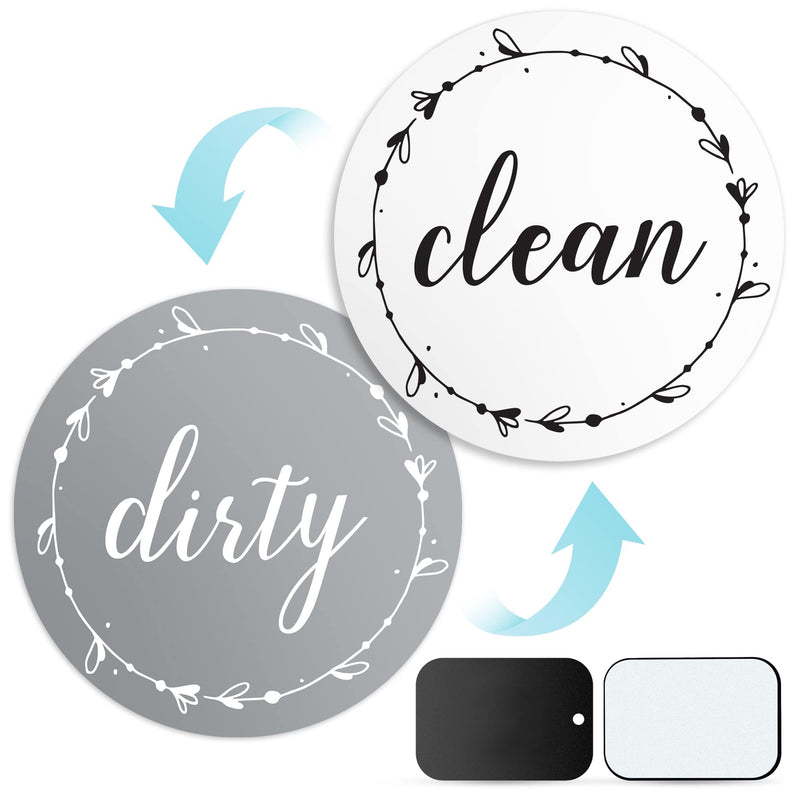 Clean Dirty Dishwasher Magnet Sign: Works on non-magnetic stainless steel dishes