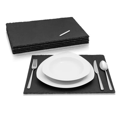 Slate plates set (6 pieces) including chalk pen for writing on decorative items