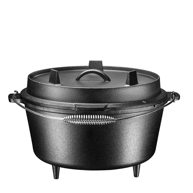 Round Cast Iron Pot, Pre-Seasoned, 3-Legged Dutch Oven with Lid, 85 Quart