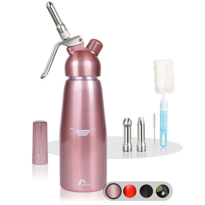 Cream dispenser including 3 stainless steel nozzles, 2 cleaning brushes, professional cream siphon