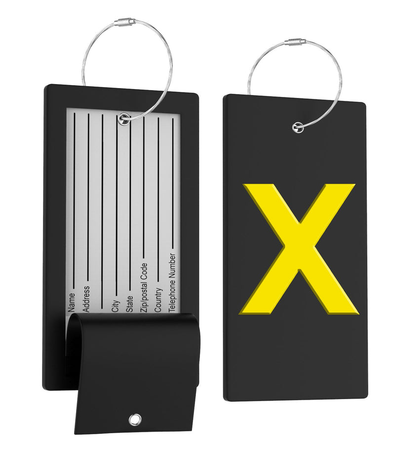 Luggage Bag Tag with Initial - fully bendable stainless steel tag