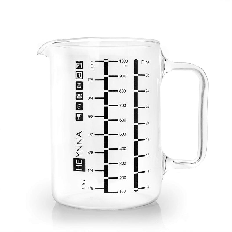 Measuring cup glass 1l / heat-resistant microwave-safe measuring jug with measure