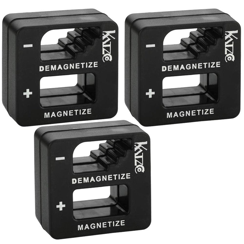 Black Precision Magnetizer and Demagnetizer - Pack of 3 - for Screwdrivers, Screws